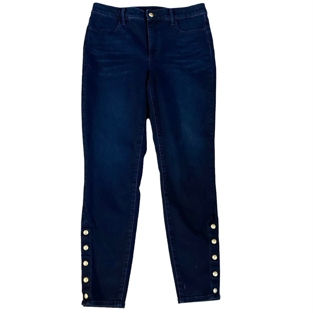 Talbots Dark Blue Jeans with Gold Button Accents